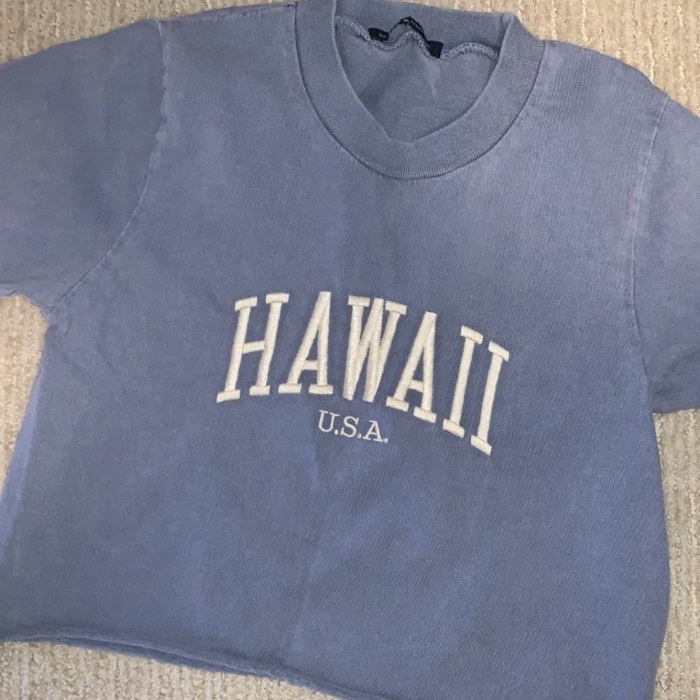 Brandy Melville Hawaii Embroidered Crop T